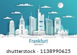 paper cut style frankfurt city  ... | Shutterstock .eps vector #1138990625