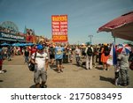 Small photo of New York NY USA-July 4, 2022 A religious zealot proselytizes on the boardwalk at Coney Island in Brooklyn in New York