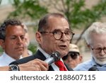 Small photo of New York NY USA-August 9, 2022 NY Congressman Jerrold Nadler joins transit advocates, elected officials and local leaders at a rally calling on the MTA to build the HellOs Kitchen subway station