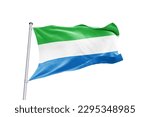 Waving flag of Sierra Leone in white background. Sierra Leone flag for independence day. The symbol of the state on wavy fabric.