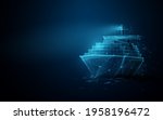 container cargo ship boat in... | Shutterstock .eps vector #1958196472