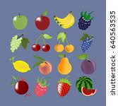 fruit icons set. apple. cherry. ... | Shutterstock . vector #640563535
