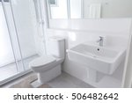 White modern toilet interior in modern home