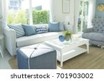 Beach Blue Cushion And Sofa Of...