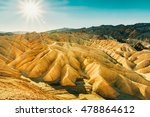 Landscape of Death Valley National Park at Zabriskie Point in the morning. Picturesque of a desert. Erosional landscape in California, USA. Beautiful image of Death Valley National Park.
