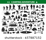 camping hiking silhouette... | Shutterstock .eps vector #657887152