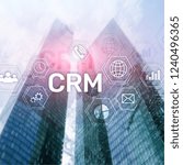 Small photo of CRM, Customer relationship management system concept on abstract blurred background.