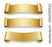 three holiday golden ribbons... | Shutterstock . vector #1044255922