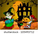 boy and girl in costume on... | Shutterstock .eps vector #105493712