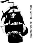 Silhouette Of A Pirate Ship...