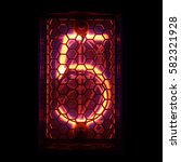 Small photo of Nixie tube indicator of the numbers retro style. Digit 5