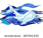 large whale on a blue water... | Shutterstock .eps vector #387041335