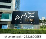 Small photo of Surabaya, Indonesia - 28 June 2023: “Whiz Luxe Hotel” huge signage. This is a 5 stars hotel located in West Surabaya.