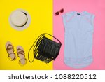 female wardrobe. blue top ... | Shutterstock . vector #1088220512