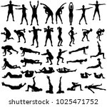 big set of vector silhouettes... | Shutterstock .eps vector #1025471752