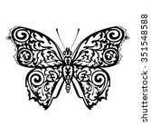 black silhouette of butterfly... | Shutterstock .eps vector #351548588