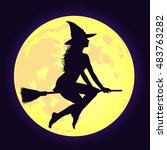 silhouette of sexy witch with... | Shutterstock .eps vector #483763282