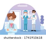 group of doctors wearing... | Shutterstock .eps vector #1741910618