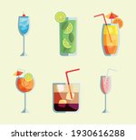 six tropical cocktails cups... | Shutterstock .eps vector #1930616288