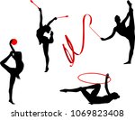 rhythmic gymnastics silhouettes ... | Shutterstock .eps vector #1069823408