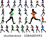 runners in color sportswear... | Shutterstock .eps vector #1084685492