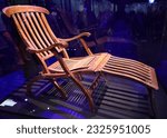 Small photo of BELFAST NORTHERN IRELAND UNITED KINGDOM 06 03 2023: This is one of only seven fully intact Titanic deck chairs known to exist today survived the sinking of the ill-fated oceanline