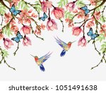 beautiful  vector floral summer ... | Shutterstock .eps vector #1051491638