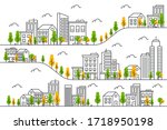 city illustration with a thin... | Shutterstock .eps vector #1718950198
