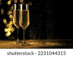 champagne glasses with bokeh lights. Resolution and high quality beautiful photo