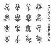 Flower Icons For Pattern With...