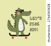 cute skater alligator drawing...