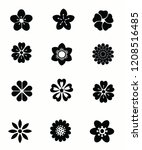 black flower icon set | Shutterstock .eps vector #1208516485
