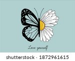 butterfly daisy calligraphy... | Shutterstock .eps vector #1872961615