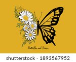 butterflies and daisies... | Shutterstock .eps vector #1893567952