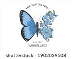 Blue Butterfly With...