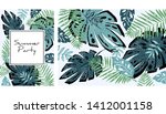 tropical leaves pattern ... | Shutterstock .eps vector #1412001158
