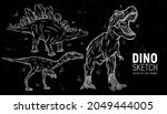 Set Of Hand Drawn Dinosaur...