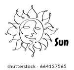 line icon sun summer. black... | Shutterstock .eps vector #664137565