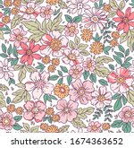 elegant floral pattern in small ... | Shutterstock .eps vector #1674363652