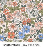 elegant floral pattern in small ... | Shutterstock .eps vector #1674416728