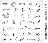 hand drawn arrows  vector set | Shutterstock .eps vector #1305213475
