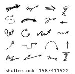 vector set of hand drawn arrows ... | Shutterstock .eps vector #1987411922