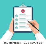 doctor hands holding clipboard... | Shutterstock .eps vector #1784697698