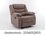 Brown Leather recliner chair isolated on white background, Comfortable Modern Recliner Sofa on Minimalist and Modern Home, Brown reclining chair isolated, 
Brown luxury leather recliner sofa