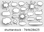 Set of speech bubbles. Halftone shadows. Vector illustration