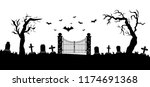 panorama of cemetery or... | Shutterstock . vector #1174691368