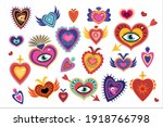 mexican sacred hearts set ... | Shutterstock .eps vector #1918766798