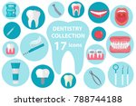 dental icon set  flat style.... | Shutterstock .eps vector #788744188