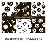 set of halloween seamless... | Shutterstock .eps vector #492229642