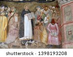 Small photo of FLORENCE, ITALY - JANUARY 10, 2019: Saints Peter the Martyr and Thomas Aquinas Refute the Heretics, detail of the Active and Triumphant Church, Santa Maria Novella Dominican church in Florence